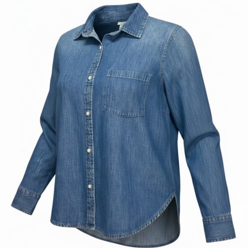 A.n.a Women’s Denim Button-Front Shirt - Blue Sz L NWT